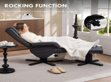Rocker Swivel Recliner Chair with Footstool - Charcoal Grey Linen T3398P343466