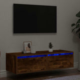 TV Cabinet with LED Lights Smoked Oak 100X35.5x25 cm 860242