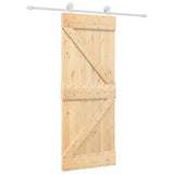 Sliding Door Natural and White 80 x 210 cm Solid Pine Wood 3445006