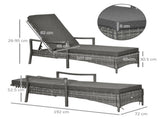 Rattan Sun Lounger Garden Lounger Rattan Wicker w/ 4-Level Adjustable Headrest, 52.5H x 192L x 62.5W T3398P317802