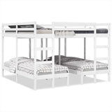 Triple Bunk Bed Frame White 200x200/80x200 cm Solid Wood Pine 3308584