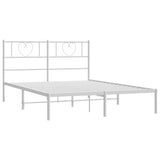Metal Bed Frame without Mattress with Headboard White 135x190cm 355511