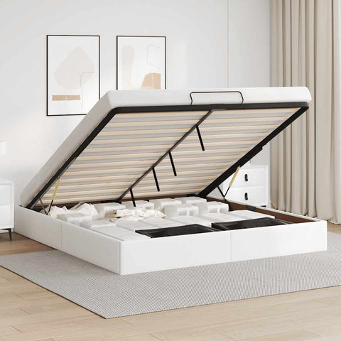 Ottoman Bed Frame without Mattress White Super King Faux Leather 3310832