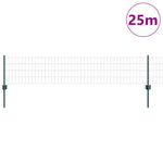 Fence with Posts Green 0.4 x 25 m Steel 3336014
