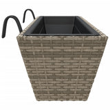 ZNTS Planters with hooks 2 pcs Grey Poly Rattan 366406