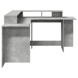 Desk with LED Lights Concrete Grey 152x152x91 cm Engineered Wood 3309459