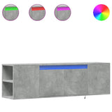 TV Wall Cabinet with LED Lights Concrete Grey 135x31x39.5 cm 852386