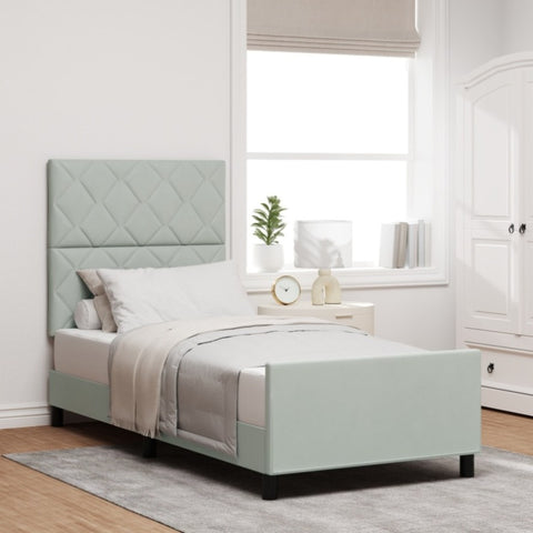 ZNTS Bed Frame Light Grey 100x200 cm Velvet 3344987