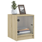 Bedside Cabinets with Glass Doors 2 pcs Sonoma Oak 35x37x42 cm 836348