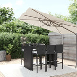 7 Piece Garden Bar Set with Cushions Black Poly Rattan 3203947