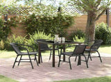 Garden Dining Set 5 pcs Black Powder-Coated Steel 3379381