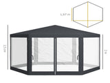4M Hexagon Gazebo, Netting Party Tent, Patio Canopy Outdoor Event Shelter for Activities, Shade T3398P328502