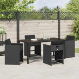 Garden Dining Set 5 pcs Black Poly Rattan 3380691