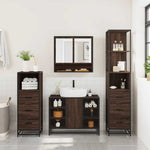 4 Piece Bathroom Furniture Set Brown Oak Engineered Wood 3301304