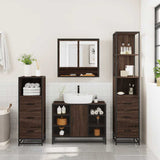 4 Piece Bathroom Furniture Set Brown Oak Engineered Wood 3301304