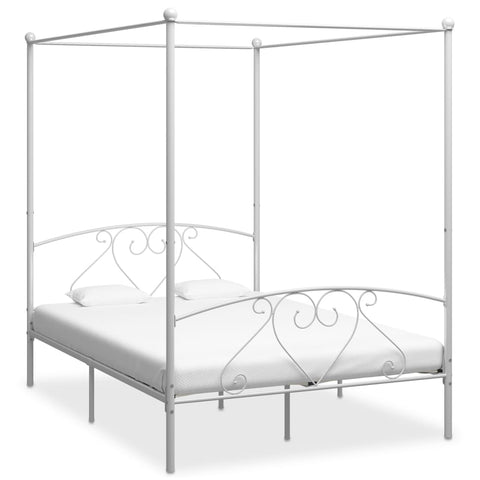 Bed Frame without Mattress with Canopy White 160x200 cm Metal 284430
