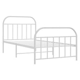 Bed Frame White Steel Single Bed Frame Rectangular Durable 353696