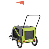 Pet Bike Trailer Green and Grey Oxford Fabric and Iron 93906