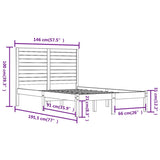 Bed Frame without Mattress White 140x190 cm Solid Wood 3104589