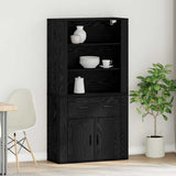 Highboard Black Oak 80 x 33 x 150 cm Engineered Wood 3333080