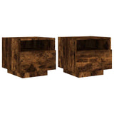 Bedside Cabinets with LED Lights 2 pcs Smoked Oak 40x39x37 cm 836807