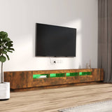 3 Piece TV Cabinet Set with LED Lights Smoked Oak Engineered Wood 3120176