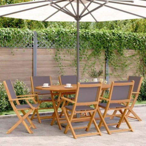 ZNTS 7 Piece Garden Dining Set Anthracite Fabric and Solid Wood 3281713