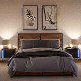 Wall-mounted Bedside Cabinets with LED Lights 2 pcs Black 852092