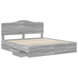 Bed Frame with Drawer Grey Sonoma 180 x 200 cm Engineer Wood 3413392