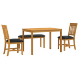 Dining Set 4 pcs Black Solid Oak Wood 3430298