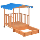Kids Playhouse with Sandbox Fir Wood Blue UV50 91795