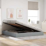 Storage Bed with Mattress Light Grey 200 x 200 cm Fabric 3370034