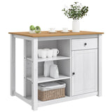 Kitchen Trolley PANAMA 2 pcs White and Honey Wax Solid-Pine 3425391