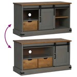 TV Cabinet HALDEN with Sliding Door Grey 110x40x60 cm Solid Wood 4018411