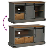 TV Cabinet HALDEN with Sliding Door Grey 110x40x60 cm Solid Wood 4018411