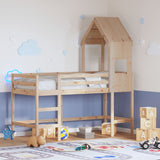 ZNTS Loft Bed with Ladder and Roof without Mattress 90x190 cm Single 3282032