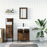3 Piece Bathroom Furniture Set Smoked Oak Engineered Wood 3214817