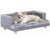 Dog Sofa Bed for Small-Sized Dogs, Elevated Pet Chair PU Cover, Soft Cushion, Cat Couch Lounger T3398P349669