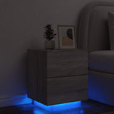 Bedside Cabinet with LED Lights Grey Sonoma Engineered Wood 836745