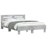 Bed Frame with LED without Mattress Concrete Grey 135x190 cm Double 3207570