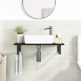 Basin Shelf Wall Mounted Steel and Solid Wood Oak 3302585