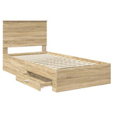 Bed Frame with Drawer Sonoma Oak 100 x 200 cm Engineered Wood 3411343