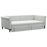 Daybed with Trundle and Drawers Light Grey 90x190 cm Velvet 3197867