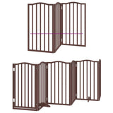 Dog Gate with Door Foldable 9 Panels Brown 450 cm Poplar Wood 3155606