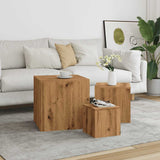 ZNTS Side Tables 3 pcs Artisan Oak Engineered Wood 856677