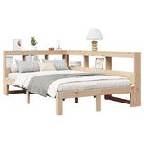 ZNTS Bookcase Bed without Mattress 135x190 cm Double Solid Wood Pine 3324397