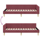 Corner Bed Frame with Headboard Wine Red 90 x 200 cm Fabric 42016120