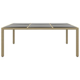 Garden Table 200x150x75 cm Tempered Glass and Poly Rattan Beige 310588
