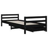 Kids Bed Frame with Drawers Black 80x200 cm Solid Wood Pine 834437
