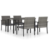 5 Piece Outdoor Dining Set Poly Rattan Grey 3100415
